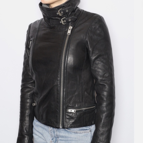 All Saints Bales Biker Jacket Zip Moto Double Buckle - Picture 9 of 13